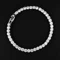 Silver square 3x3mm zirconia tennis bracelet with a secure box clasp on black background - 3mm-18cm / White