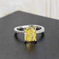 Exquisite square cut yellow gemstone ring with 14K gold mark on black leather - Yellow