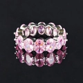 Sparkling pink oval cubic zirconia ring with a silver-plated band and claw setting - US 5 / Pink