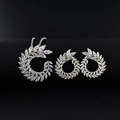 Silver jewelry set with marquise-cut marquise stones in leaf design necklace and earrings - One Size / White