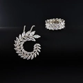 Set gioielli lussuoso con cristalli marquise inclusi collana con ciondolo e anello - Taglia 5 / Argento