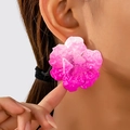 Detailed close-up of large gradient pink floral earrings with textured glazed metal petals - Light Pink Gradient Style (E18-5-16)