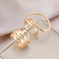 Minimalistisches geometrisches Goldlegierungs Ring-Set mit abstrakter S925 Gravur - Gold (WR971)