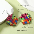 Dettagli delle dimensioni degli orecchini a cubo di Rubik in acrilico con peso - Stile Cubo di Rubik (WEH4748)