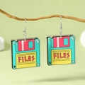 Retro Acryl Disketten Ohrhänger mit Files Aufschrift für Musikfestival Outfits - Blauer Diskettenstil (WEH4749)