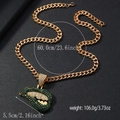 Hip-hop gouden Cubaanse ketting met groene strass lippen en tanden hanger - Donkergroen/Goud