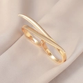 Detailansicht eines goldenen unregelmäßigen Schleifenrings auf Seide mit polierter Textur - Gold (WR1107)