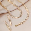 Elegantes goldenes Schmuckset mit irisierenden Strasssteinen aus Halskette und Ohrringen - Goldener bunter Strass-Stil (WTZ262)