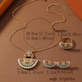 Details des Boho-Schmucksets mit Blumenmuster und Maßen von Halskette und offenem Ring - Böhmischer Fächer-Hohlstil (WTZ295)