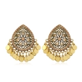 Pendientes étnicos bohemios en oro antiguo con cristales y lentejuelas de metal - Champaña Oro Antiguo (weh3415)