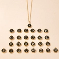 Minimalist gold and black enamel 26 English letter pendant necklace set for women - Letter B