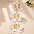 Floral petal open ring and bracelet set in white and yellow with dimensions and weight info - White Zirconia Set