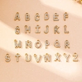 Minimalist double-layered gold necklace set with 26 pavé crystal initial alphabet charms - Letter B Style (x-7-x059-Letter B)