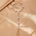 Detailed view of Baroque pearl toe anklet chain with size specifications on gold silk fabric - Pearl Toe Ring Anklet (jl-1-jl022)