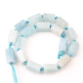 Natural cylinder aquamarine stone beads on a twisted blue cord for DIY jewelry - Cylinder / Aquamarine