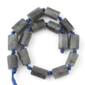Natural rectangular labradorite beaded string with blue hand-woven cord jewelry - Cylinder / Flash Stone (Labradorite)