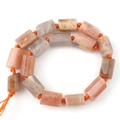 Natural sunstone and moonstone cylinder tube beads with orange cord for DIY jewelry - Cylinder / Sunstone