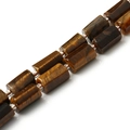 Rectangle tiger eye stone beads with silver spacers for DIY jewelry making - Cylinder / Yellow Tiger Eye