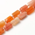 Cylindrical translucent orange carnelian bead strand with silver metal spacers - Cylinder / Botswana Agate
