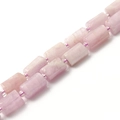 Polished natural pink Kunzite cylindrical beads with decorative purple spacers - Cylinder / Purple Apatite