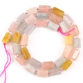Natural lapis and multi-color stone barrel beads for DIY jewelry making with spacers - Cylinder / Morganite