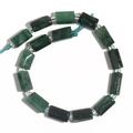 Natural green rectangle stone beads strand with spacer beads for DIY jewelry making - Cylinder / Emerald Rough