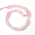 Natural rectangular moonstone beads and pink quartz strands for DIY jewelry making - Cylinder / Rose Quartz Aquamarine Mix