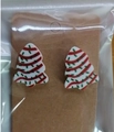 Boucles d'oreilles sapin de Noël à rayures rouges et blanches sous emballage - Style de Sapin de Noël Blanc (WEH4265)