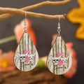 Western-Stil Tropfenohrringe aus Holz mit Chihuahua-Motiv und Herz-Print - Chihuahua Love Druck (WEH3910)