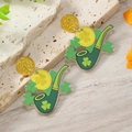 Pendientes de San Patricio en acrílico con pipa verde, tréboles y lentejuelas doradas - Estilo Pipa Moneda (WEH4153) / Verde Blanco K (WEH4153)