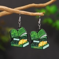 St. Patrick’s Day Ohrringe mit grünen Büchern und Good Luck Kleeblatt-Design - Viel Glück Buch Stil / Grün