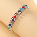 Detailopname van de boheemse armband met tweekleurige meerkleurige kristallen - Veelkleurig (Zilver)