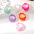 Set of six colorful translucent acrylic resin rings in minimalist round chunky style - Colorful