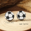 Detailed view of 1.5cm soccer pattern wooden studs showing size and weight specs - Soccer Style (WEH4169)