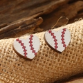 Detail of heart-shaped wooden baseball studs on rustic wood and burlap background - Baseball Pattern (WEH4162)