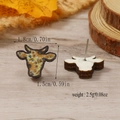 Detail view of sunflower leopard cow head earrings with size and weight measurements - Yellow Sunflower Leopard (WEH4310)