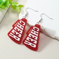 Rote Glitzer-Acryl-Ohrringe in Megaphon-Form mit CHEER-Aufdruck auf weißem Stein - Rot (Silberner Stiel)