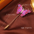 Eleganter Schmetterling-Anstecknadel mit Strasssteinen in Rosarot mit blauen Steinen - Schmetterlingsform Lange Brosche (WBR121) / Lila KC Gold