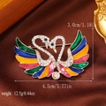 Bunte Emaille-Schwanenbrosche mit Strasssteinen, eleganter 4,5 cm Anstecknadel-Schmuck - Bunte Schwanenform Brosche (ZBR003) / Buntes Roségold