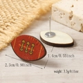 Rugby flame wooden earrings detail with dimensions 2.3cm by 1.4cm and weight 3.3g - Red Stitched Style