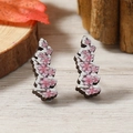 Bonitos pendientes de madera estilo japonés con estampados coloridos de flor de cerezo - Estilo Flor de Cerezo Rosa (WEH4095)