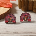 Pendientes de madera en forma de arco con diseño colorido de vaca de las Highlands y rústico - Estilo Vaca de las Tierras Altas Bohemia (WEH4103)