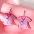 Creative pink acrylic medical scrubs drop earrings for Nurses Day gifts on pink podium - Nurse Uniform Style (WEH4647) / Pink
