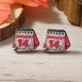 Bonitos pendientes de madera con calendario 14 de febrero y diseño floral en madera - Estilo de Calendario de San Valentín (WEH4121)
