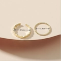Detailed view of two gold rings with 1.5cm and 1.4cm diameter measurements shown - Wave and Thin Ring Style (WJR002)
