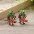 Orecchini a perno in legno per San Patrizio con bassotti, cappelli e quadrifogli - Stile Festivo Bassotto (WEH4207)