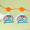Lustige Beer & Sunshine Acryl-Ohrringe mit Palmen- und Regenbogen-Design - Bier Sonnenschein Regenbogen Stil (WEH4755)