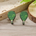 Orecchini mongolfiera in legno con onde verdi e trifoglio per il Giorno di San Patrizio - Stile Mongolfiera Verde(WEH4215) / Verde