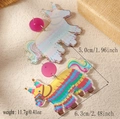 Acryl regenboog paard pinata oorbellen voor carnaval met roze ronde details - Grote Regenboog Eenhoorn Pinata Stijl (WEH4712)