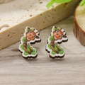 Simpatici orecchini a perno in legno a forma di giraffa con motivi colorati a cartone - Giraffa dei Cartoni Animati (WEH4219)